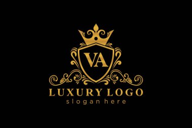 Restaurant, Royalty, Boutique, Cafe, Hotel, Heraldic, Mücevher, Moda ve diğer vektör illüstrasyonları için VA Kraliyet Logosu tasarımı.