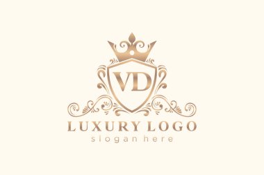 Restoran, Kraliyet Logosu, Butik, Cafe, Otel, Heraldic, Mücevher, Moda ve diğer vektör illüstrasyonları için VD Kraliyet Logosu şablonu.
