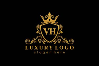 VH Letter Kraliyet Logosu Restoran, Kraliyet, Butik, Cafe, Otel, Heraldic, Mücevher, Moda ve diğer vektör ilüstrasyonları için vektör sanatı şablonu.