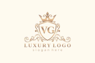 Restaurant, Royalty, Boutique, Cafe, Hotel, Heraldic, Mücevher, Moda ve diğer vektör illüstrasyonları için VG Kraliyet Logosu tasarımı.