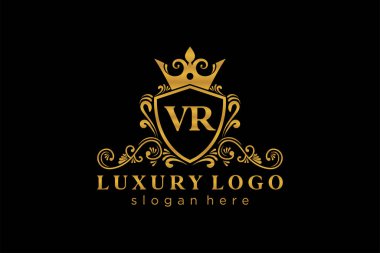 Restaurant, Royalty, Boutique, Cafe, Hotel, Heraldic, Mücevher, Moda ve diğer vektör illüstrasyonları için VR Kraliyet Logosu şablonu.