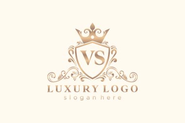 VS Letter Kraliyet Logosu Restoran, Kraliyet, Butik, Cafe, Otel, Heraldic, Mücevher, Moda ve diğer vektör ilüstrasyonları için vektör sanatı şablonu.