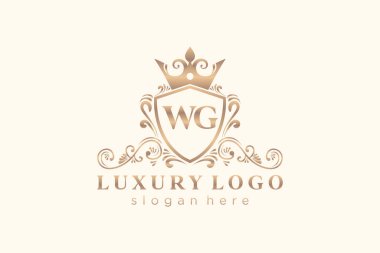 WG Letter Kraliyet Logosu Restoran, Kraliyet, Butik, Cafe, Otel, Heraldic, Mücevher, Moda ve diğer vektör ilüstrasyonları için vektör sanatı şablonu.