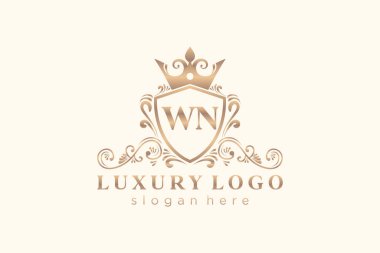 WN Letter Kraliyet Lüks Logosu Restoran, Kraliyet, Butik, Cafe, Otel, Heraldic, Mücevher, Moda ve diğer vektör çizimleri için vektör sanatı şablonu.