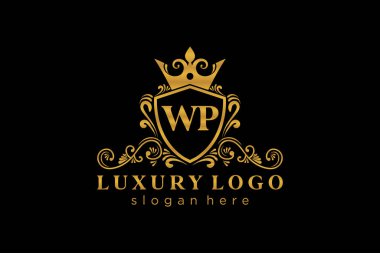 WP Kraliyet Logosu Restoran, Kraliyet, Butik, Cafe, Otel, Heraldic, Mücevher, Moda ve diğer vektör ilüstrasyonları için vektör sanatı şablonu.