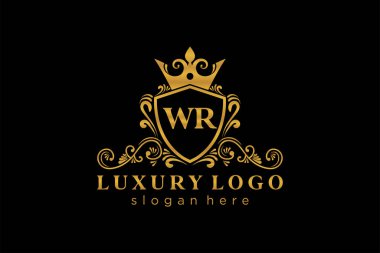 WR Letter Kraliyet Logosu Restoran, Kraliyet, Butik, Cafe, Otel, Heraldic, Mücevher, Moda ve diğer vektör ilüstrasyonları için vektör sanatı şablonu.