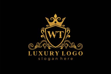 WT Kraliyet Logosu Restoran, Kraliyet, Butik, Cafe, Otel, Heraldic, Mücevher, Moda ve diğer vektör ilüstrasyonları için vektör sanatı şablonu.