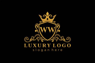 WW Letter Kraliyet Logosu Restoran, Kraliyet, Butik, Cafe, Otel, Heraldic, Mücevher, Moda ve diğer vektör ilüstrasyonları için vektör sanatı şablonu.
