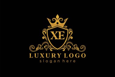 Restoran, Kraliyet Logosu, Butik, Cafe, Otel, Heraldic, Mücevher, Moda ve diğer vektör illüstrasyonları için vektör sanatı şablonu.