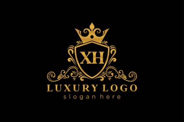 Restoran, Kraliyet Logosu, Butik, Cafe, Otel, Heraldic, Mücevher, Moda ve diğer vektör illüstrasyonları için vektör sanatı şablonu.