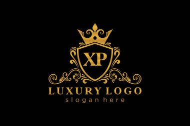 Restoran, Kraliyet, Butik, Cafe, Otel, Heraldic, Mücevher, Moda ve diğer vektör illüstrasyonları için XP Kraliyet Logosu tasarımı.