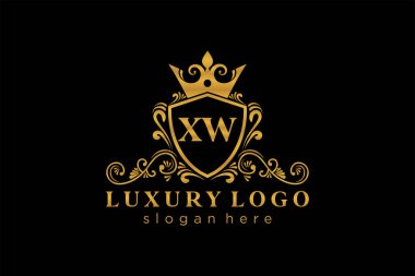 Restoran, Kraliyet, Butik, Cafe, Otel, Heraldic, Mücevher, Moda ve diğer vektör illüstrasyonları için XW Kraliyet Logosu vektör sanatı şablonu.