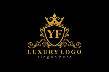 YF Kraliyet Logosu Restoran, Kraliyet, Butik, Cafe, Otel, Heraldic, Mücevher, Moda ve diğer vektör ilüstrasyonları için vektör sanatı şablonu.