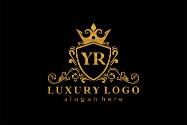 YR Letter Kraliyet Lüks Logosu Restoran, Kraliyet, Butik, Cafe, Otel, Heraldic, Mücevher, Moda ve diğer vektör ilüstrasyonları için vektör sanatı şablonu.