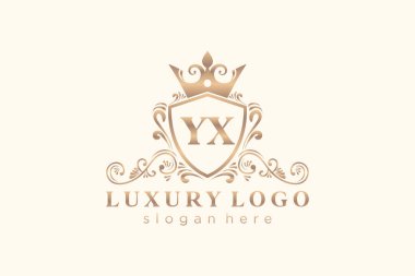 YX Letter Kraliyet Logosu Restoran, Kraliyet, Butik, Cafe, Otel, Heraldic, Mücevher, Moda ve diğer vektör ilüstrasyonları için vektör sanatı şablonu.
