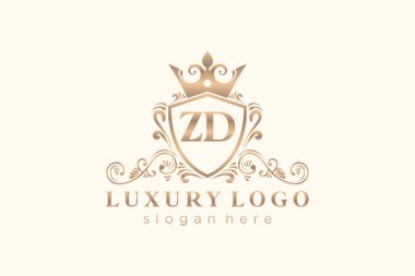 ZD Letter Kraliyet Logosu Restoran, Kraliyet, Butik, Cafe, Otel, Heraldic, Mücevher, Moda ve diğer vektör çizimleri için vektör sanatı şablonu.