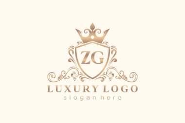 ZG Letter Kraliyet Logosu Restoran, Kraliyet, Butik, Cafe, Otel, Heraldic, Mücevher, Moda ve diğer vektör çizimleri için vektör sanatı şablonu.