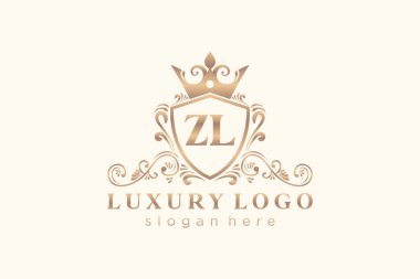 ZL Letter Kraliyet Logosu Restoran, Kraliyet, Butik, Cafe, Otel, Heraldic, Mücevher, Moda ve diğer vektör çizimleri için vektör sanatı şablonu.