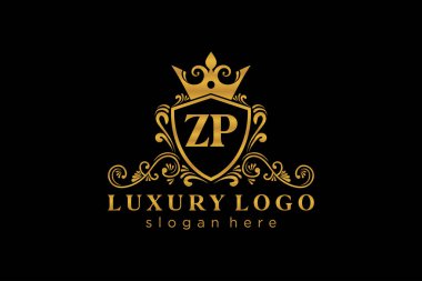 ZP Kraliyet Logosu Restoran, Kraliyet, Butik, Cafe, Otel, Heraldic, Mücevher, Moda ve diğer vektör ilüstrasyonları için vektör sanatı şablonu.