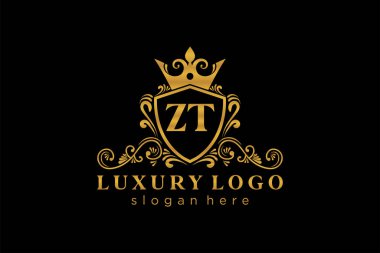 ZT Letter Kraliyet Logosu Restoran, Kraliyet, Butik, Cafe, Otel, Heraldic, Mücevher, Moda ve diğer vektör çizimleri için vektör sanatı şablonu.