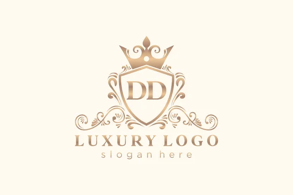 Dd字母Royal Luxury标志模板 用于餐馆 皇家酒店 精品店 咖啡店 Heraldic 时装和其他矢量插图的矢量艺术 — 图库矢量图片