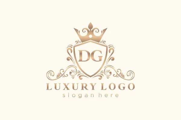 Dg字母Royal Luxury标志模板 用于餐馆 皇家酒店 精品店 咖啡店 Heraldic 时装和其他矢量插图的矢量艺术 — 图库矢量图片