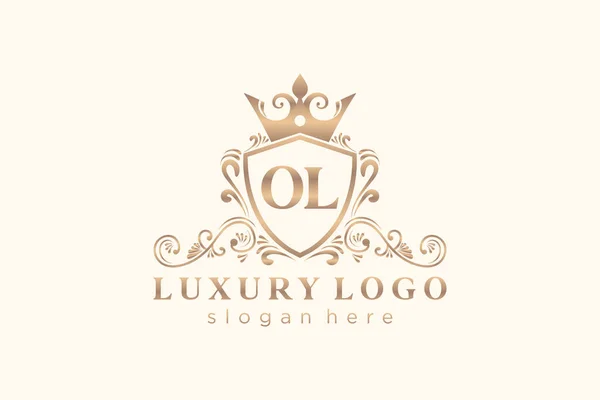 Letter Royal Luxury Logo Template Vector Art Restaurant Royalty Boutique —  Vetores de Stock