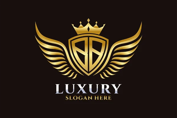 Luxury Royal Wing Letter Crest Gold Color Logo Vector Victory — Stock Vector