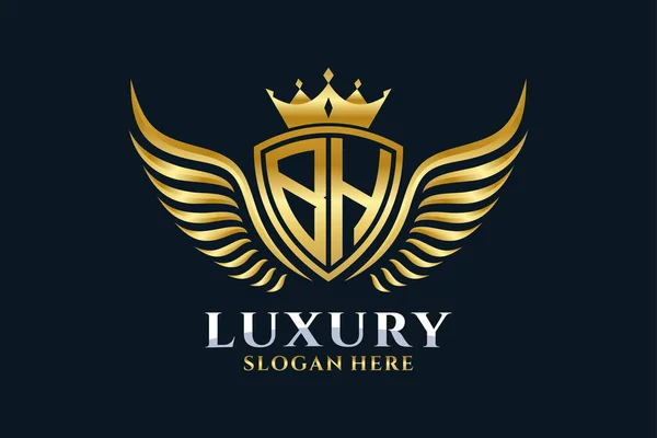 Aile Royale Luxe Lettre Crête Couleur Logo Vecteur Logo Victoire — Image vectorielle