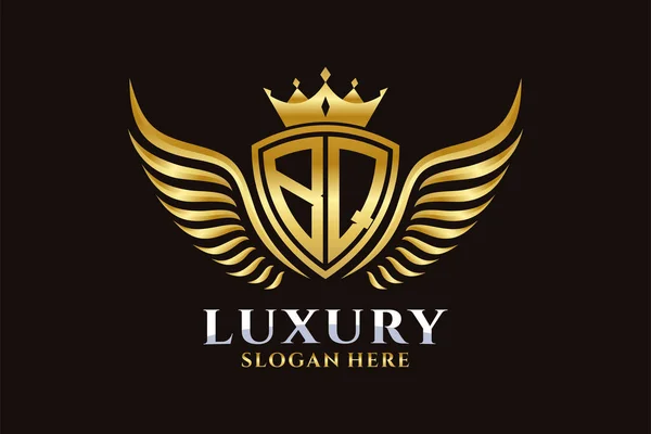 Luxury Royal Wing Letter Crest Gold Color Logo Vector Logótipo — Vetor de Stock