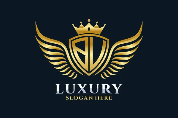 Luxe Royal Wing Letter Crest Gouden Kleur Logo Vector Victory — Stockvector