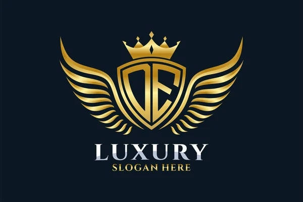 Luxury Royal Wing Letter Crest Gold Color Logo Vector Logótipo — Vetor de Stock