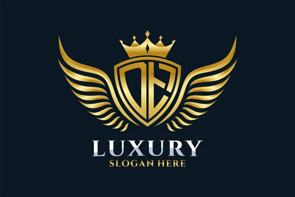 Luxury Royal Wing Letter Crest Gold Color Logo Vector Victory — Stock Vector