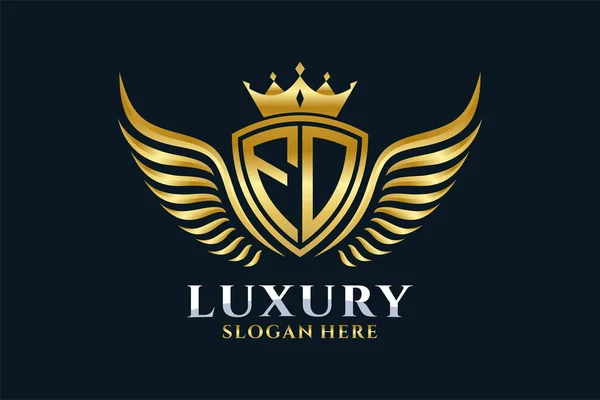 Aile Royale Luxe Lettre Crête Couleur Logo Vecteur Logo Victoire — Image vectorielle