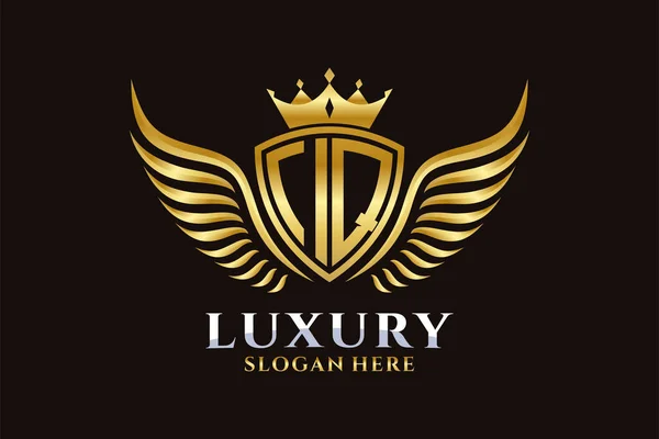 Luxe Aile Royale Lettre Crête Couleur Logo Vecteur Logo Victoire — Image vectorielle