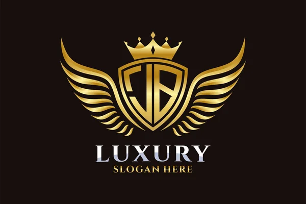 Luxury Royal Wing Letter Crest Gold Color Logo Vector Λογότυπο — Διανυσματικό Αρχείο