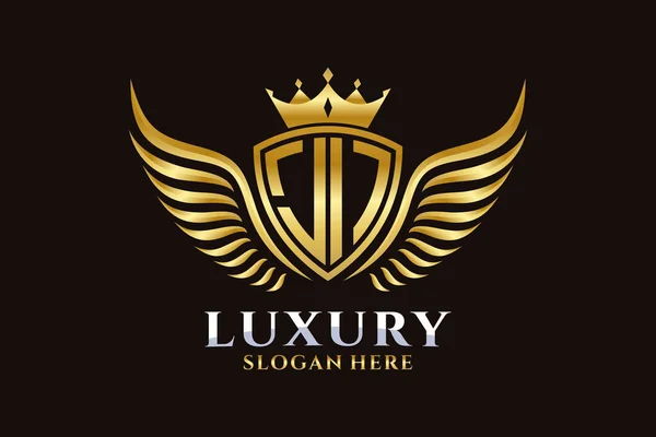 Luxury Royal Wing Letter Crest Gold Color Logo Vector Λογότυπο — Διανυσματικό Αρχείο