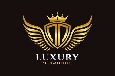 Lüks kraliyet kanadı Harf NN arması Altın renk logo vektörü, Zafer logosu, ibisi, kanat logosu, vektör logosu .