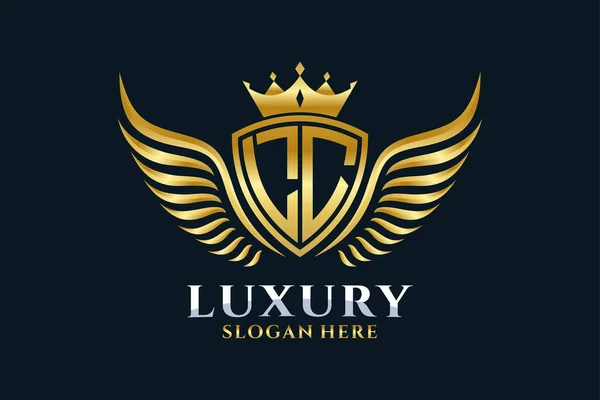 Luxe Royal Wing Letter Crest Gouden Kleur Logo Vector Victory — Stockvector