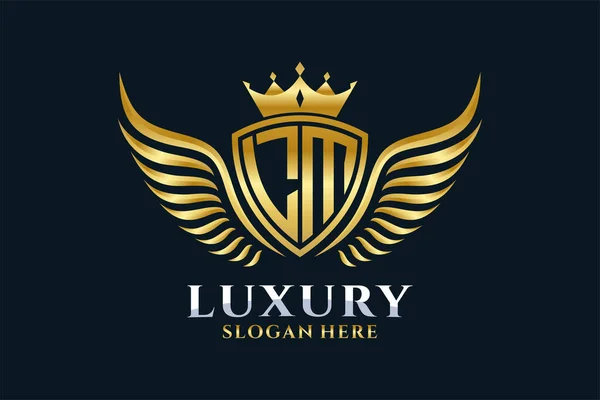 Luxe Royal Wing Letter Crest Gouden Kleur Logo Vector Victory — Stockvector