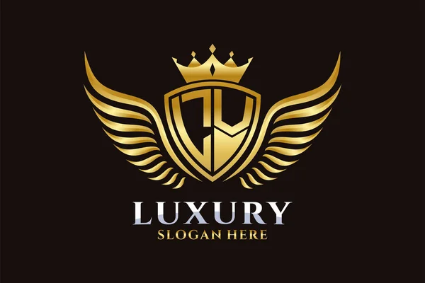 Luxury Royal Wing Crest Gold Color Logo Vector Λογότυπο Νίκης — Διανυσματικό Αρχείο