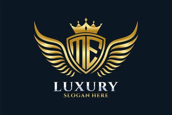Luxe Koninklijke Vleugel Letter Crest Gouden Kleur Logo Vector Victory — Stockvector