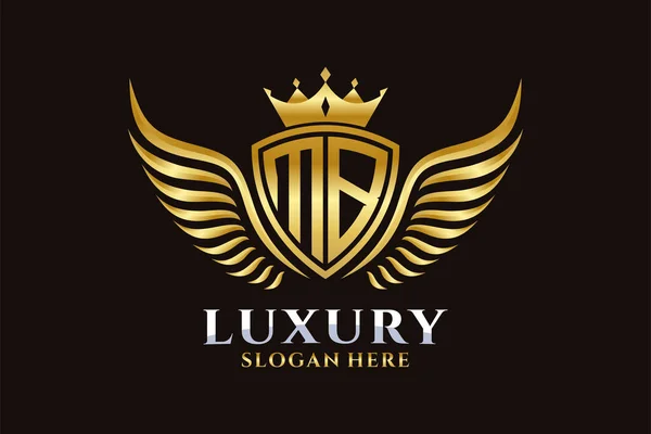 Luxury Royal Wing Letter Crest Gold Color Logo Vector Λογότυπο — Διανυσματικό Αρχείο