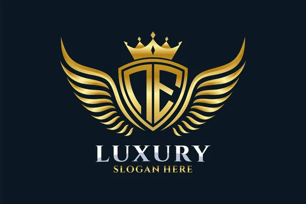 Luxe Aile Royale Lettre Crête Couleur Logo Vecteur Logo Victoire — Image vectorielle