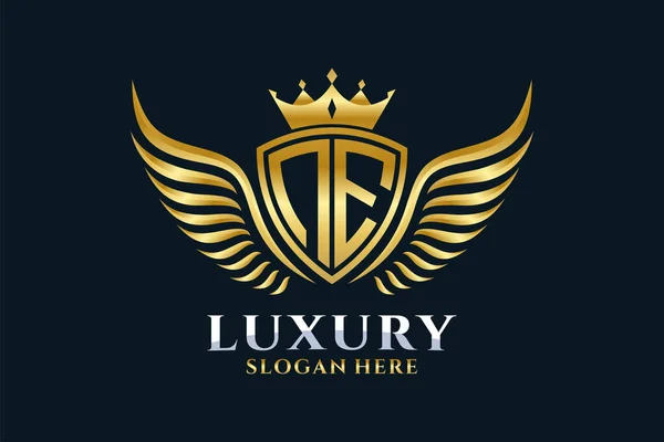 Luxury Royal Wing Letter Crest Gold Color Logo Vector Logótipo — Vetor de Stock