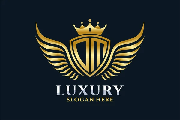 Aile Royale Luxe Lettre Crête Couleur Logo Vecteur Logo Victoire — Image vectorielle