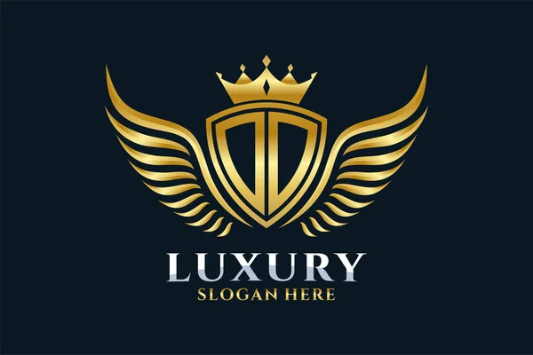 Luxe Koninklijke Vleugel Letter Crest Gouden Kleur Logo Vector Victory — Stockvector