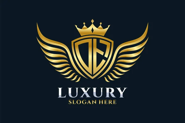 Luxe Koninklijke Vleugel Letter Crest Gouden Kleur Logo Vector Victory — Stockvector