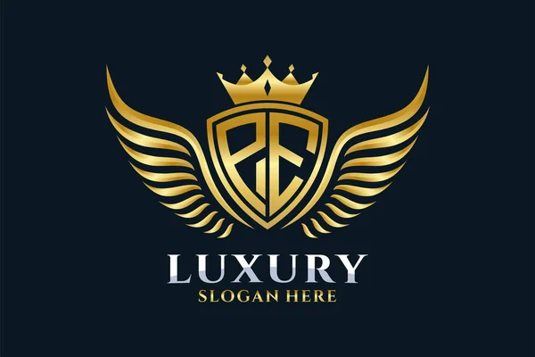 Luxe Koninklijke Vleugel Letter Crest Gouden Kleur Logo Vector Victory — Stockvector