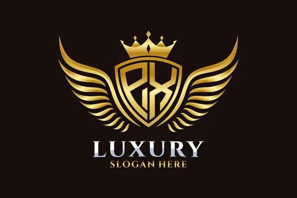 Luxe Aile Royale Lettre Crête Couleur Logo Vecteur Logo Victoire — Image vectorielle